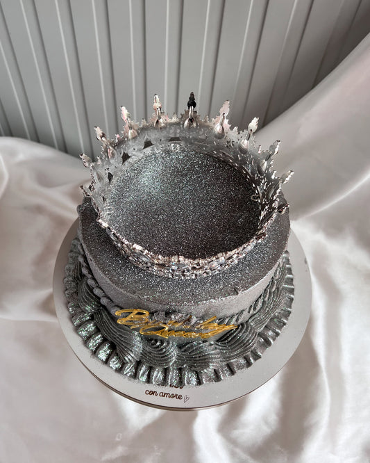 BIRTHDAY QUEEN CAKE PLATEADA - Corona