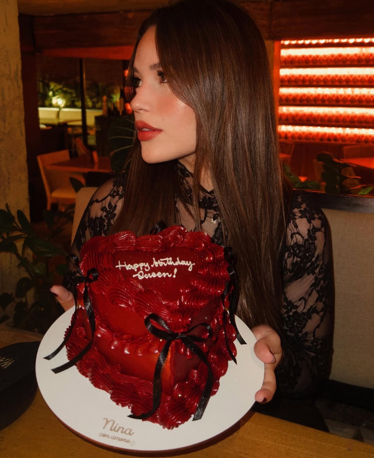 HEART CAKE VINOTINTO - Lazos