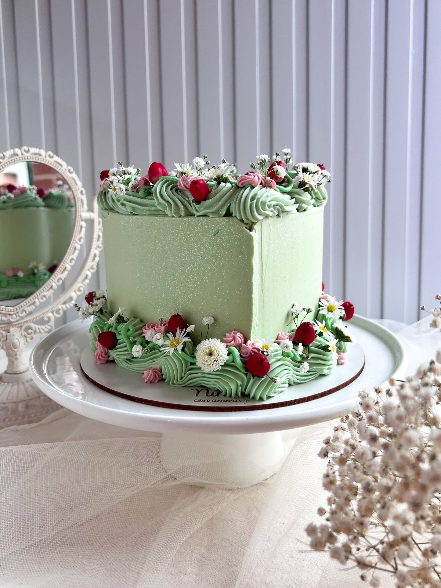 CORAZÓN BOHO FLORES - Verde Menta