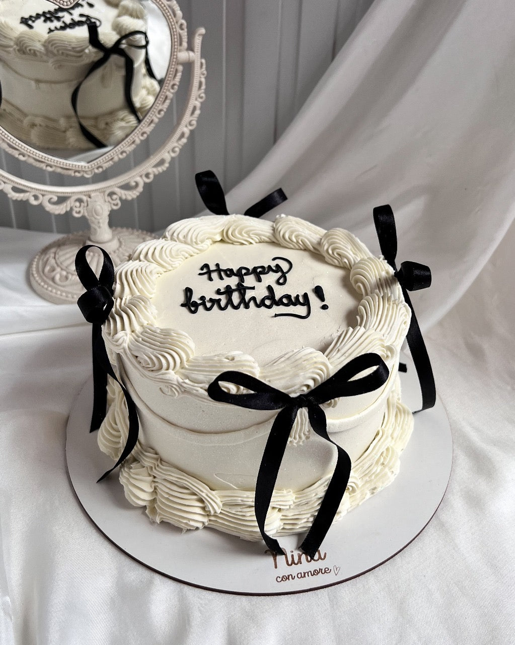 VINTAGE CAKE BLANCO - Lazos negros