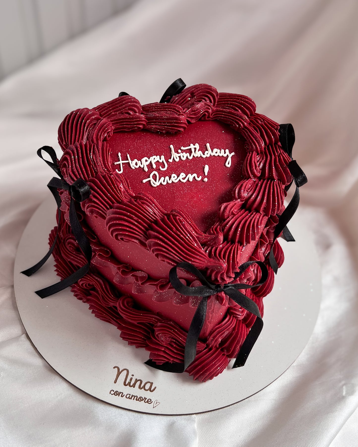 HEART CAKE VINOTINTO - Lazos