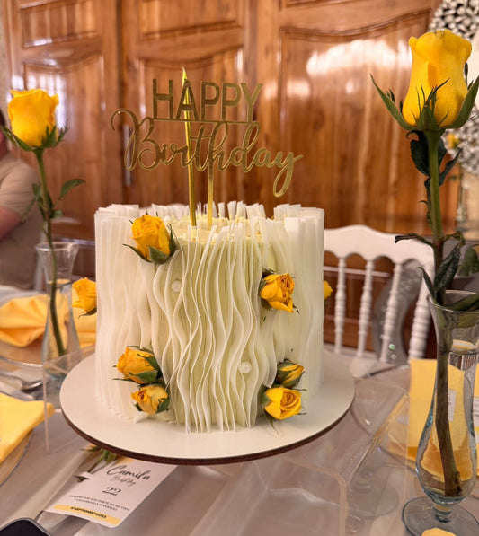 WAFER PAPER CAKE CON FLORES AMARILLAS - Papel comestible