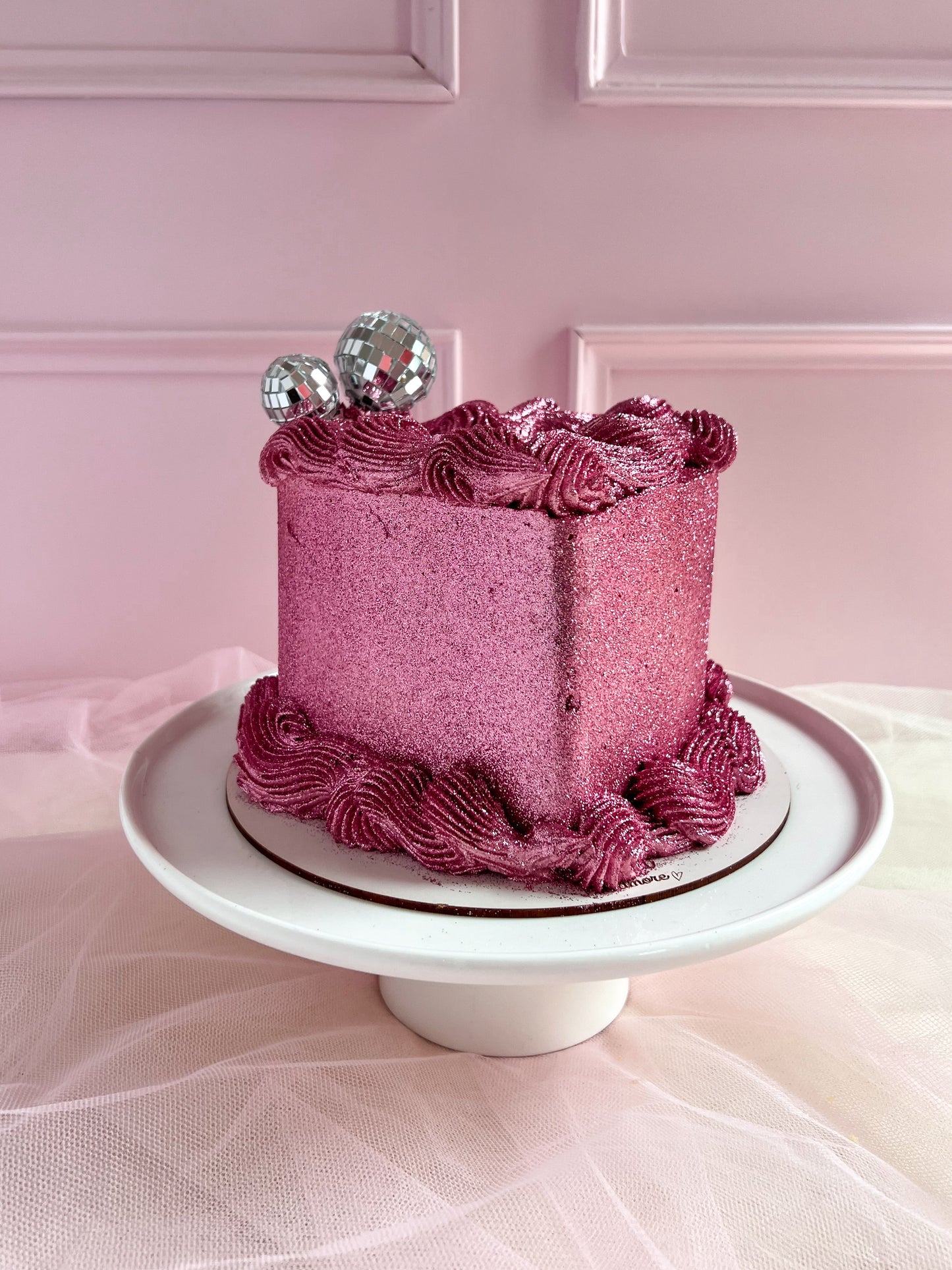 FULL GLITTER SELFIE HEART - Pink + Disco Balls