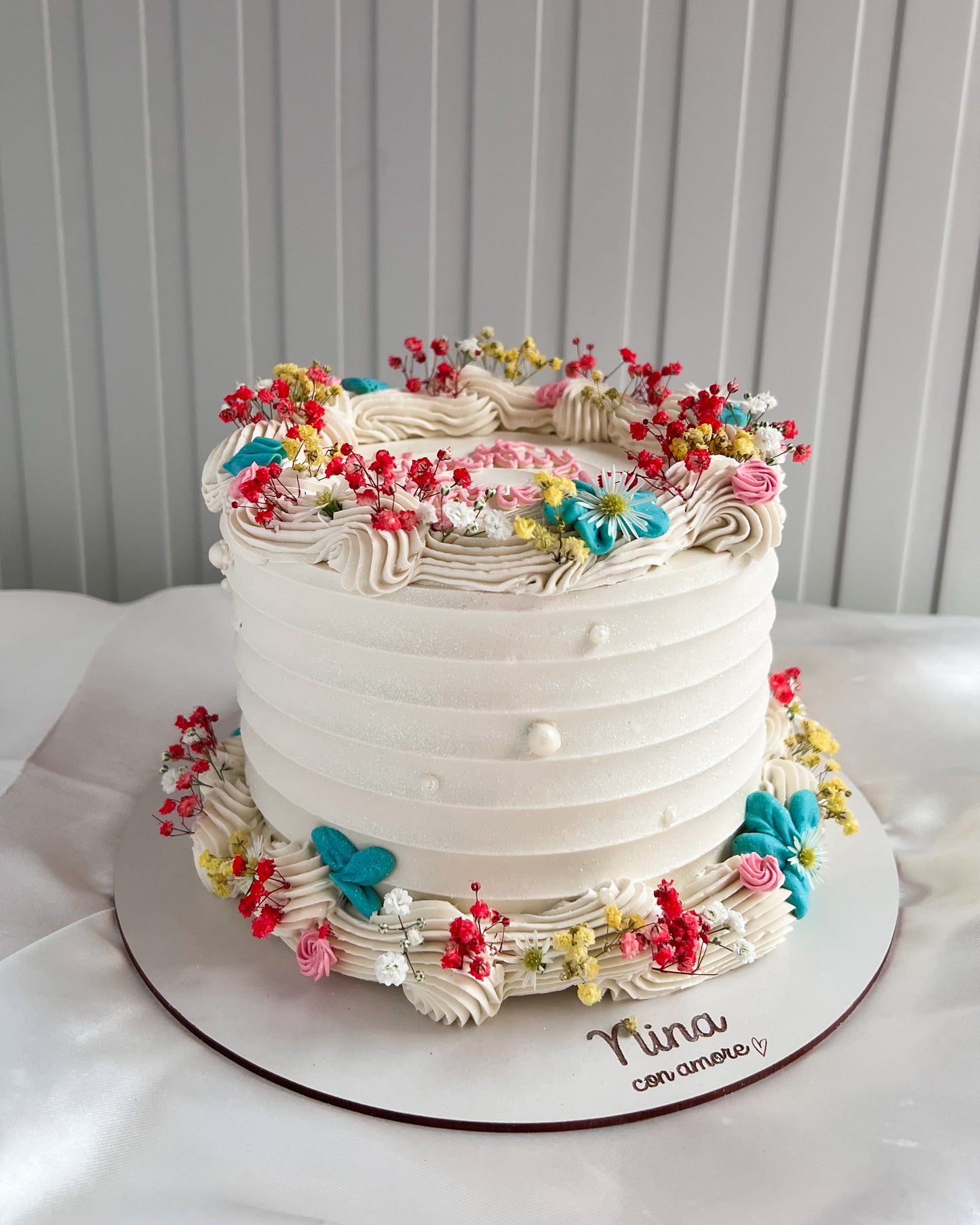 BOHO CAKE REDONDA BLANCA - Flores