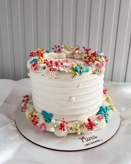 BOHO CAKE REDONDA BLANCA - Flores