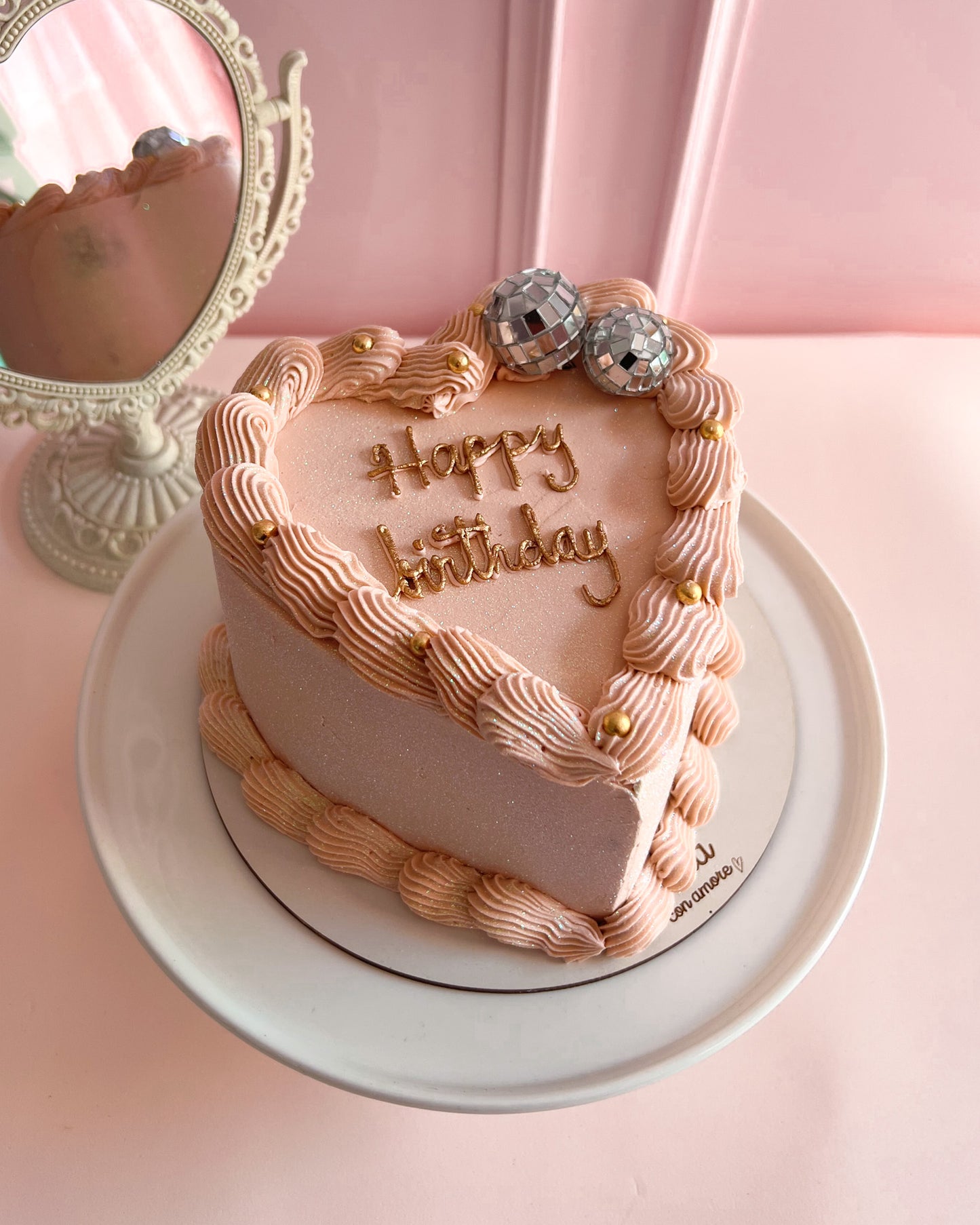 GLITTER HEART BEIGE - Disco Balls