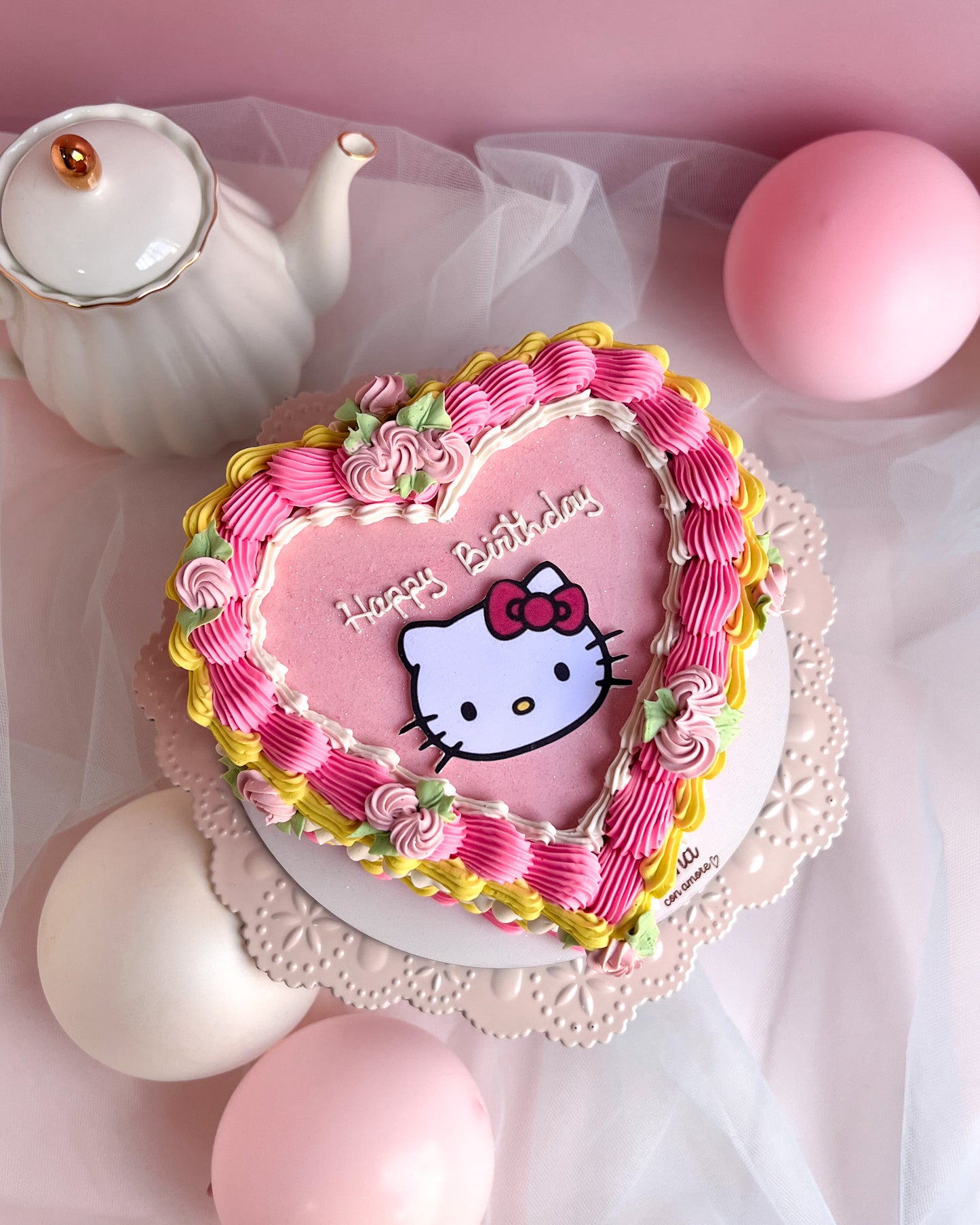 CORAZÓN VINTAGE HELLO KITTY - Pink & Yellow