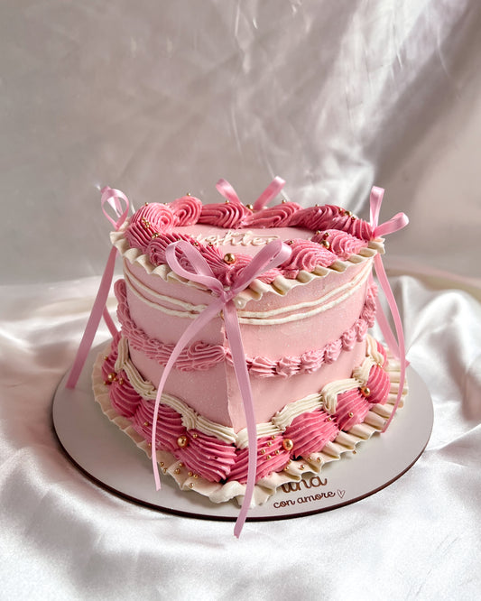 CORAZÓN VINTAGE - Lazos Rosados