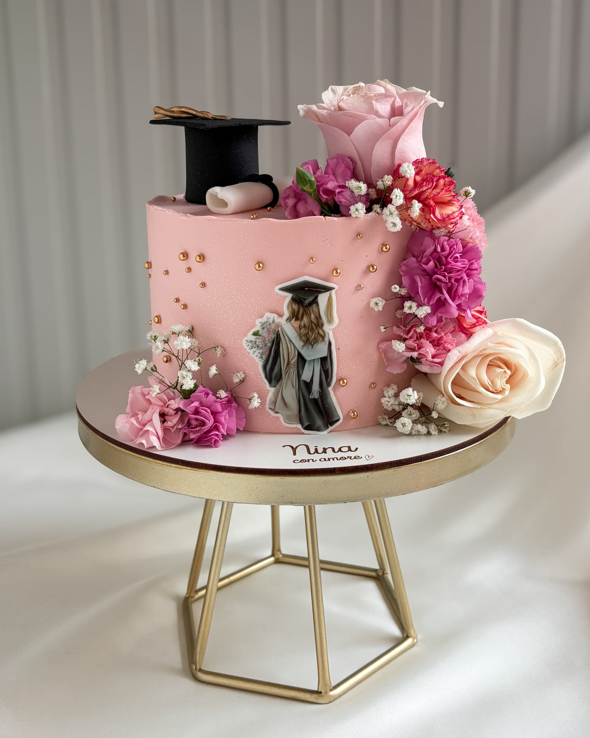 GRADUATION PINK CAKE- Imagen Comestible