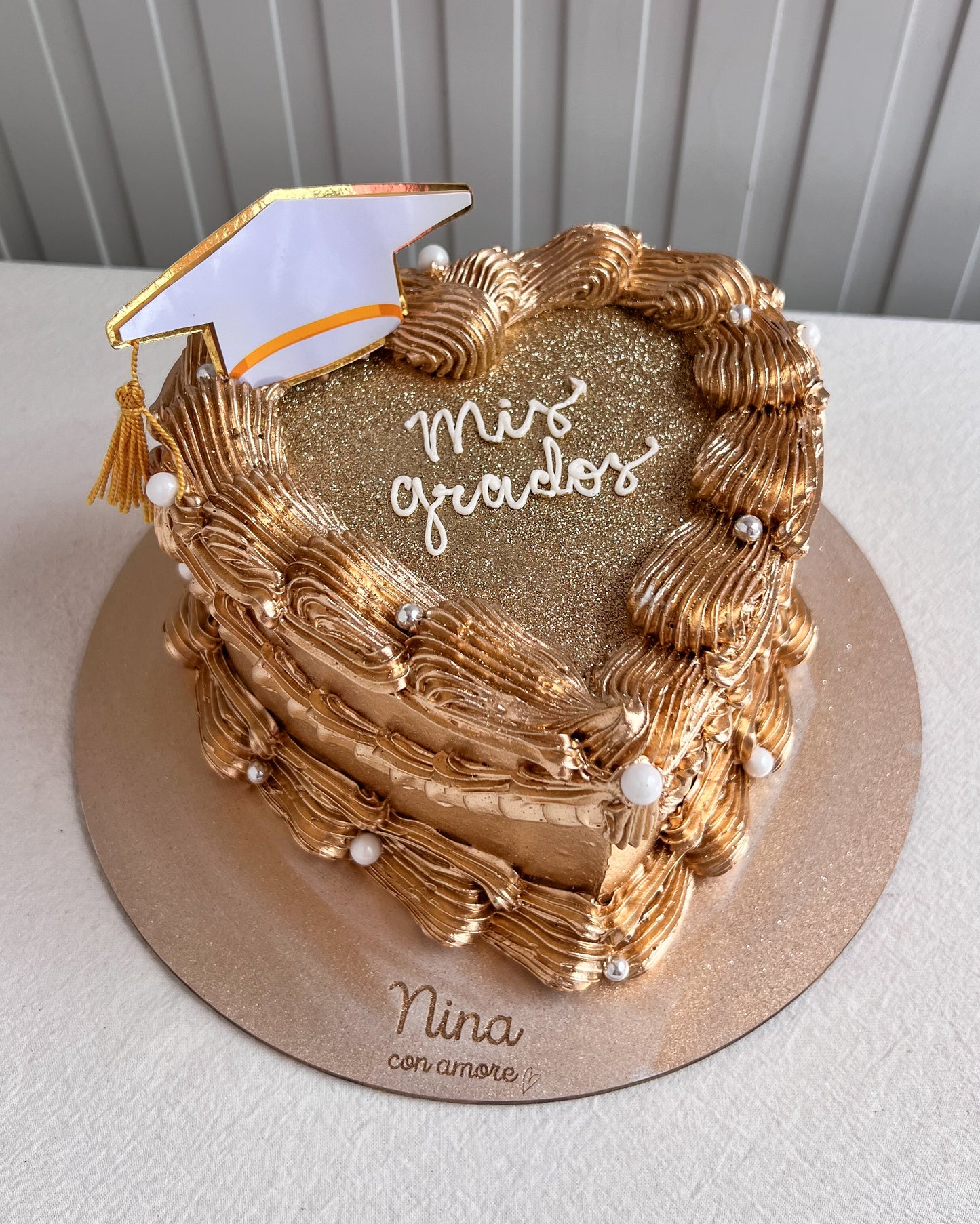 GLITTER HEART CAKE DORADO - BIRRETE