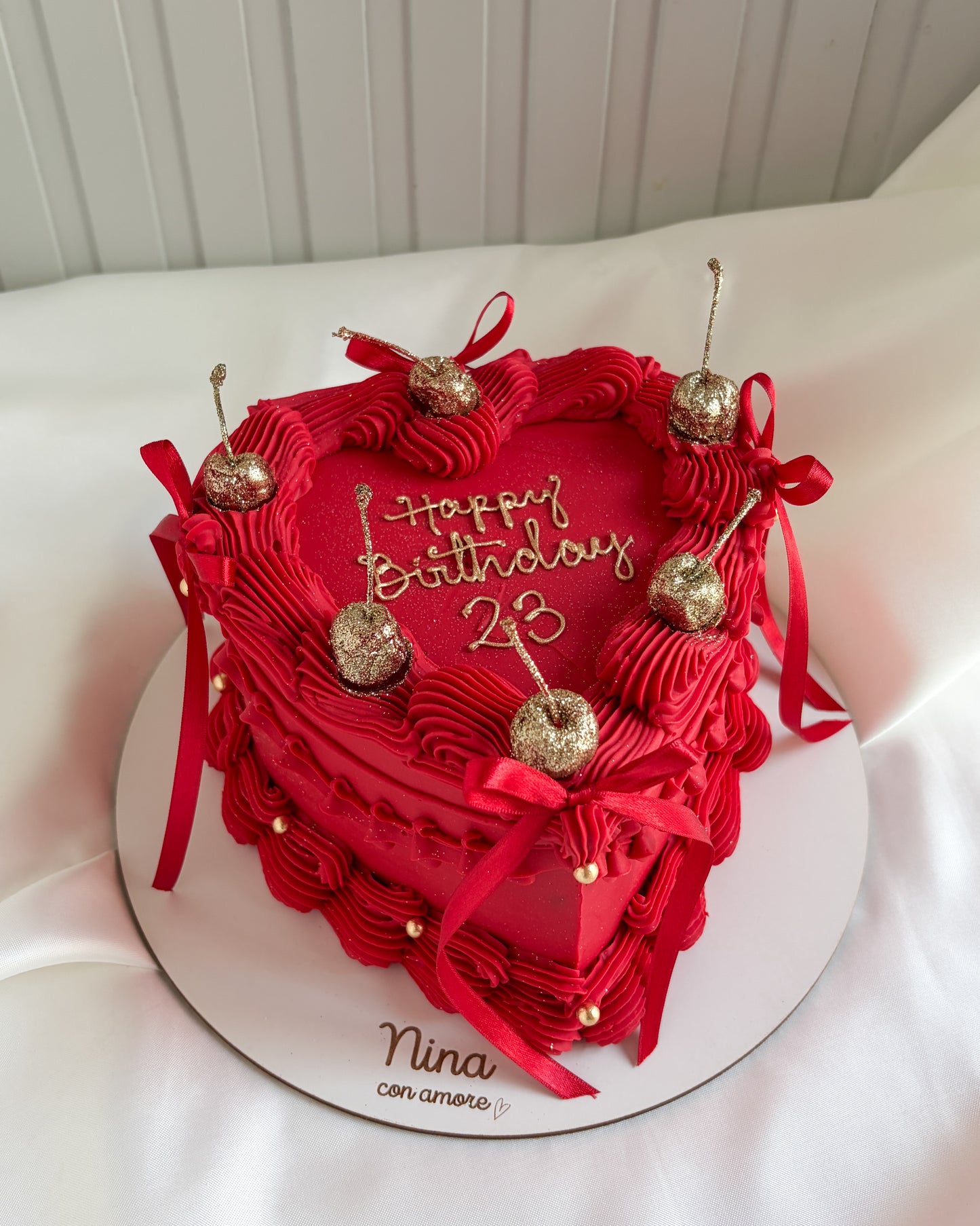 RED & GOLD HEART - Cerezas 🍒 y lazos