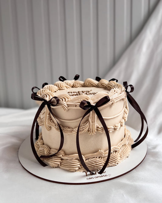 VINTAGE CAKE BEIGE - Lazos negros