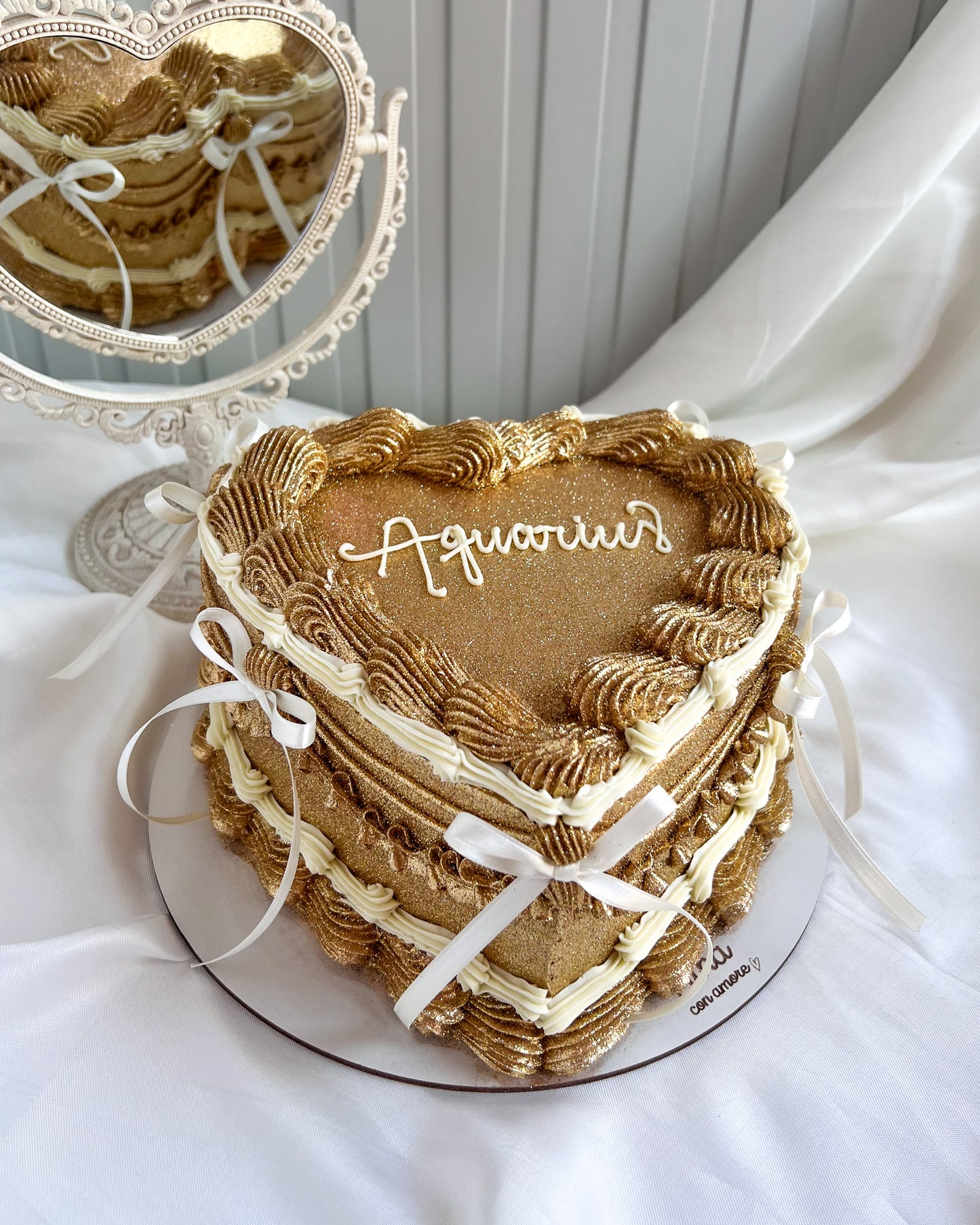 GLITTER HEART DORADO + Lazos