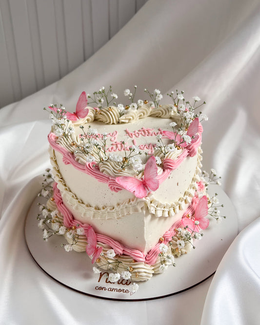 CORAZON BOHO - Mariposas Rosadas y Flores