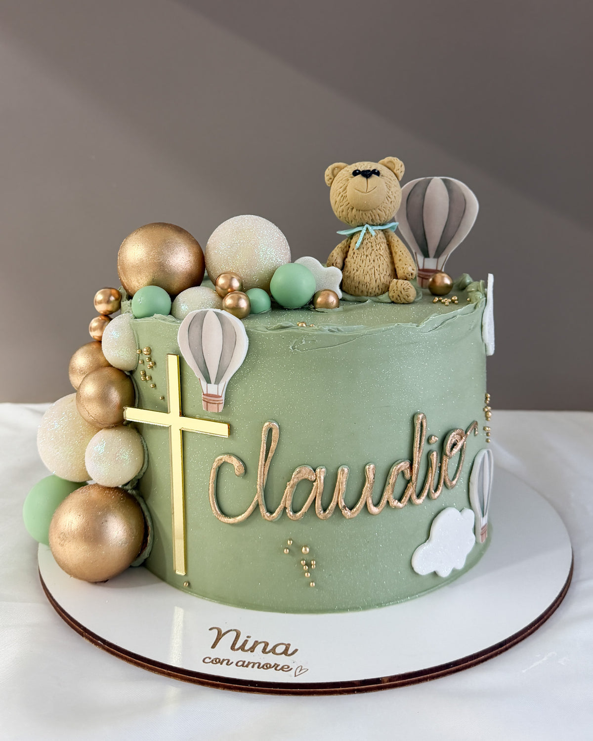 OSITO CAKE VERDE - Globos y Esferas