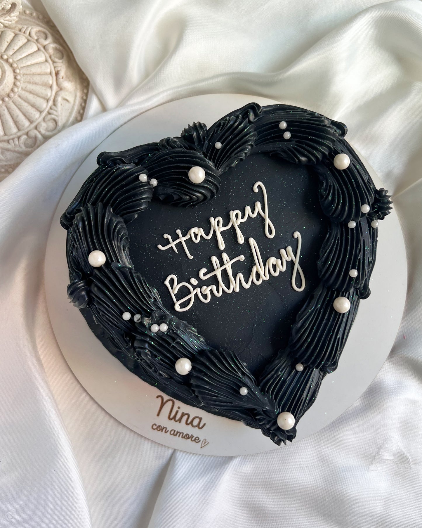HEART CAKE NEGRO - Perlas