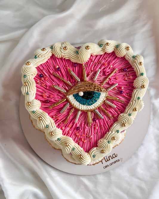 CORAZÓN OJO TURCO - ROSADO CON PERLAS