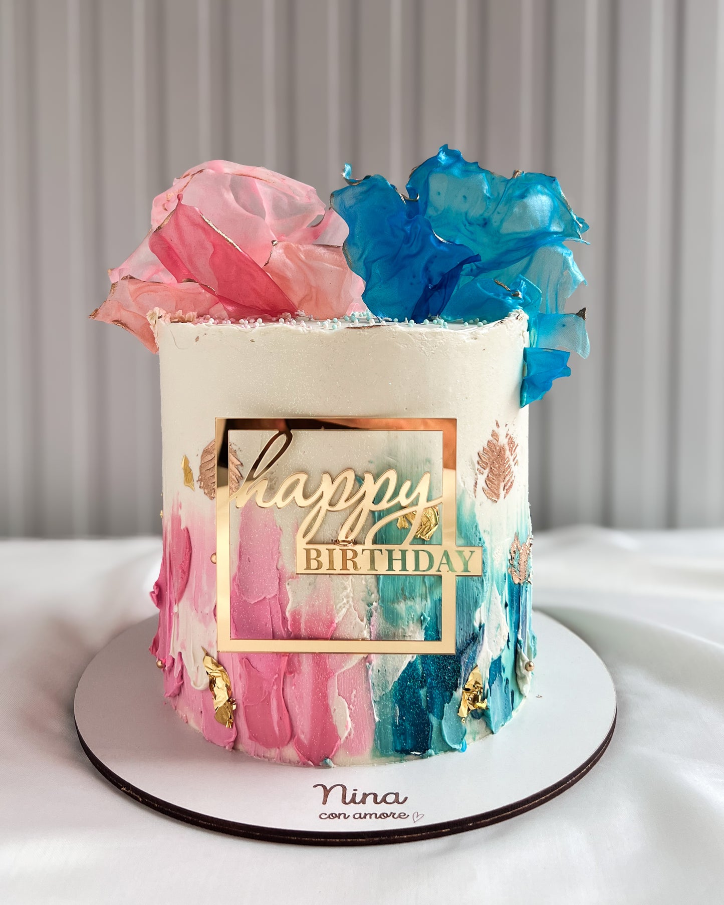 CAKE AZUL Y ROSADO- Papel de Azucar