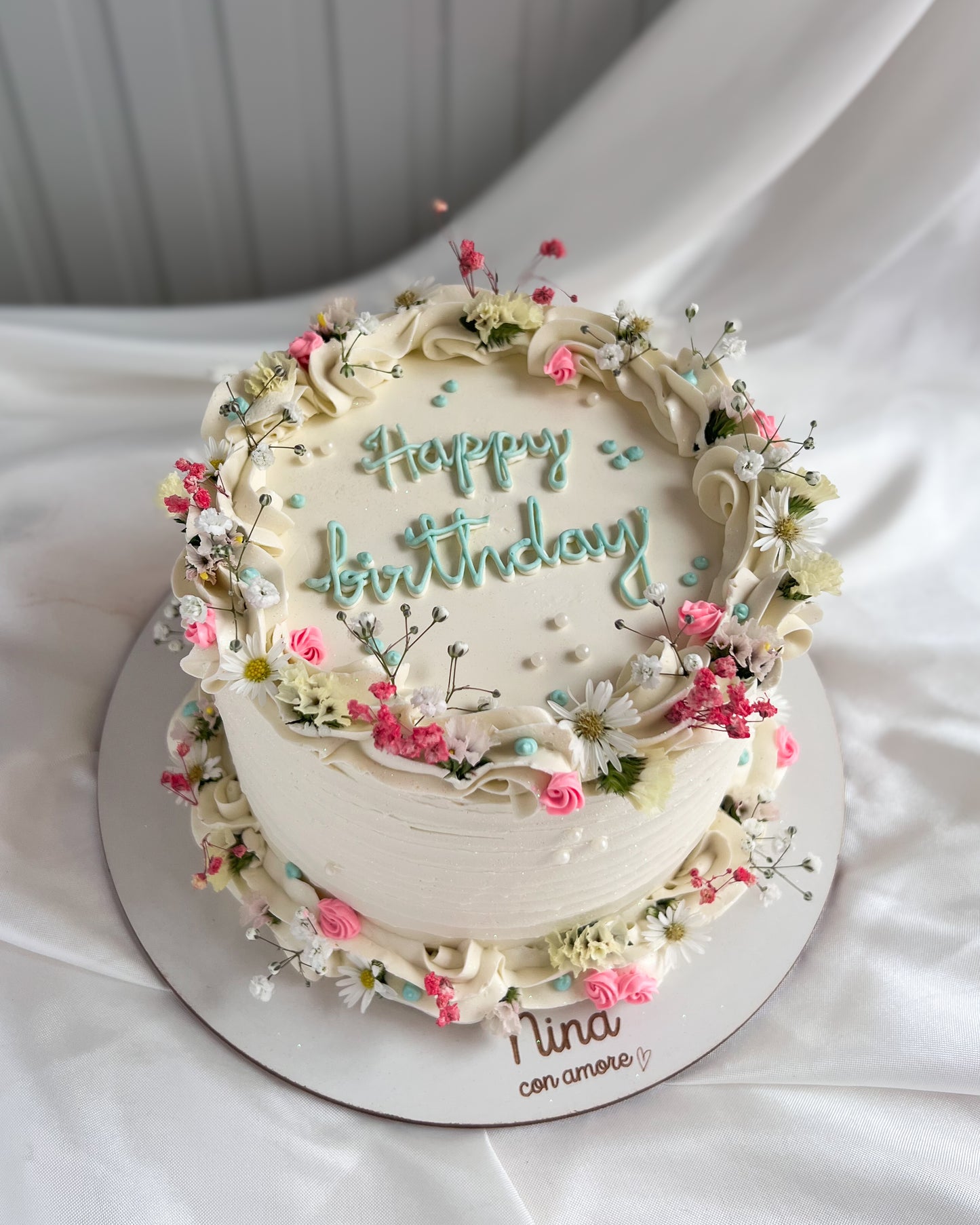BOHO CAKE REDONDA BLANCA - Flores