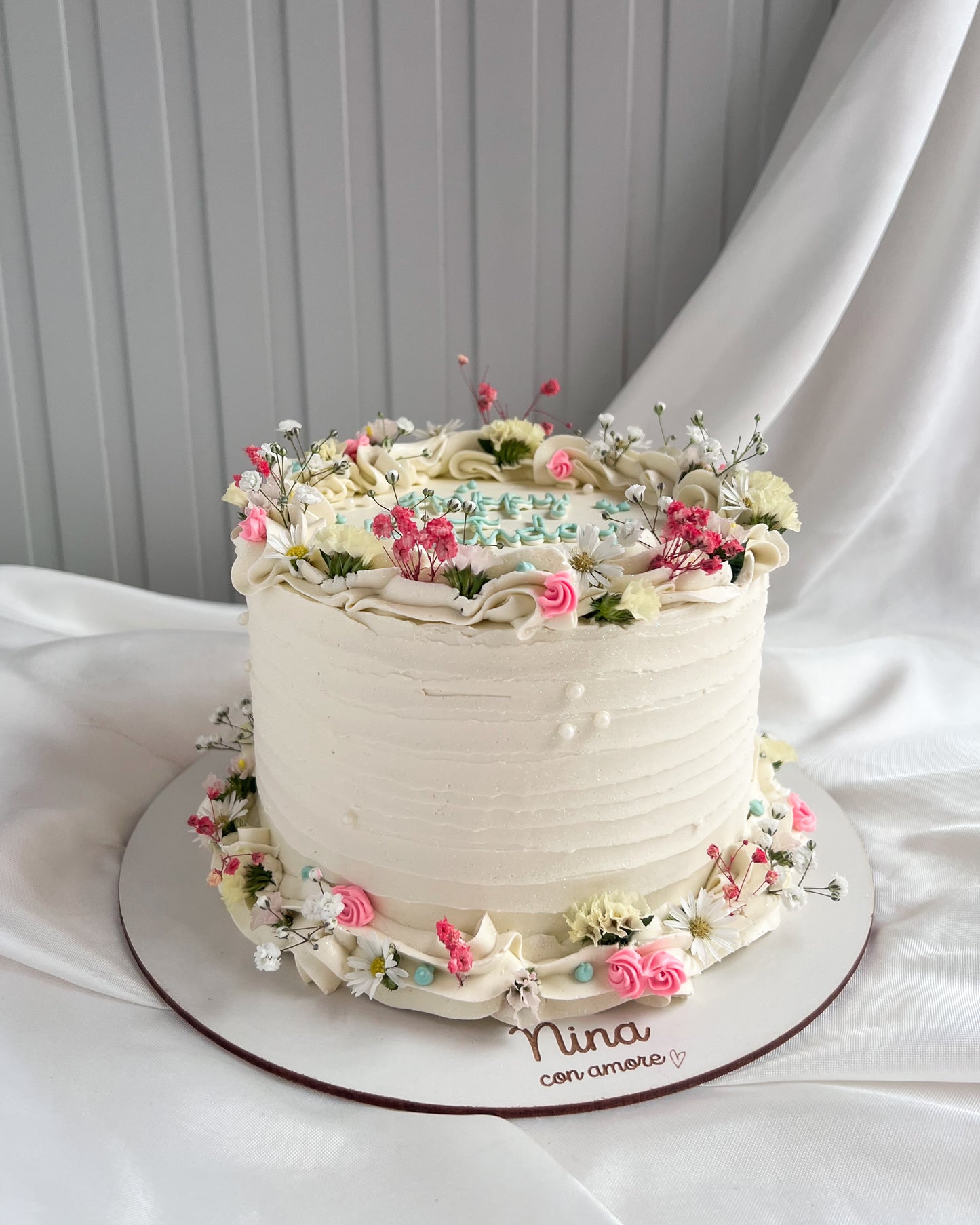 BOHO CAKE REDONDA BLANCA - Flores