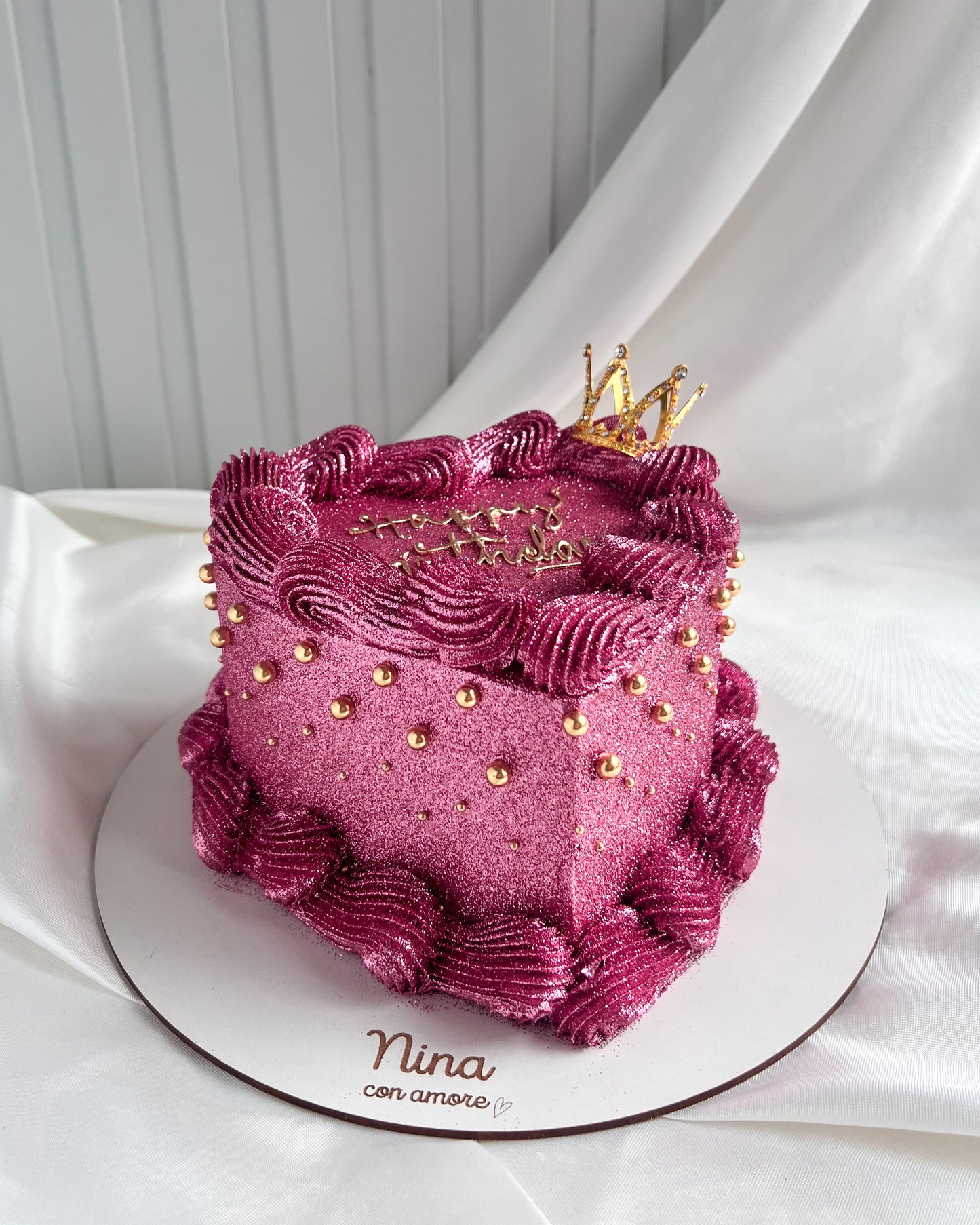 CORAZON GLITTER ROSA PALO - Corona