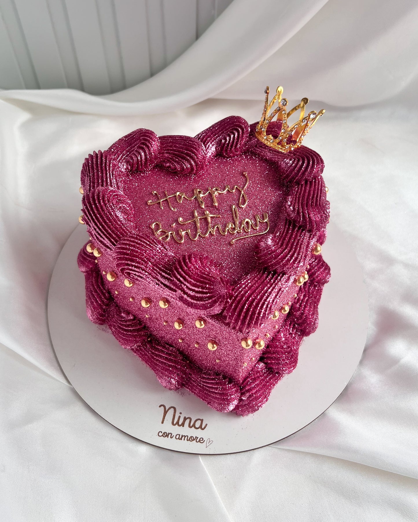 CORAZON GLITTER ROSA PALO - Corona