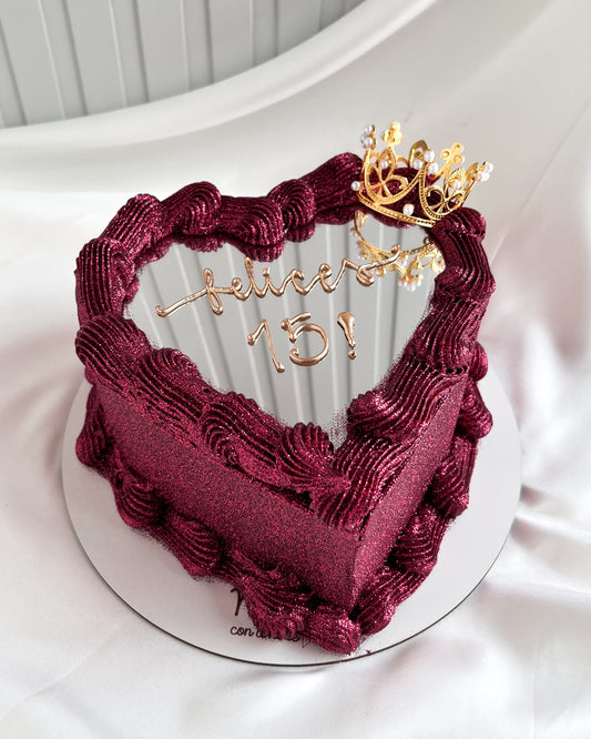 FULL GLITTER  SELFIE HEART - Vinotinto