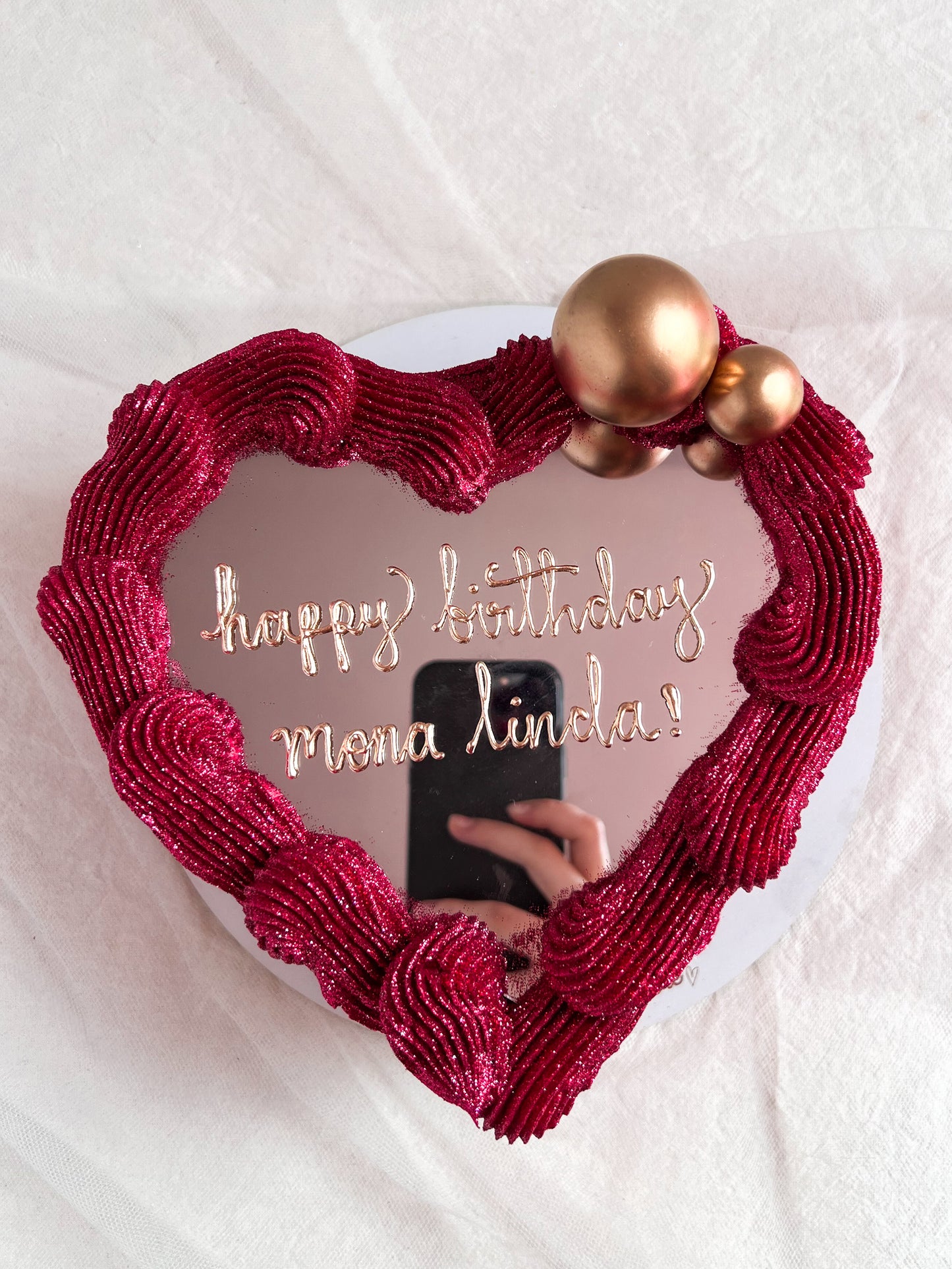 FULL GLITTER SELFIE HEART - Red