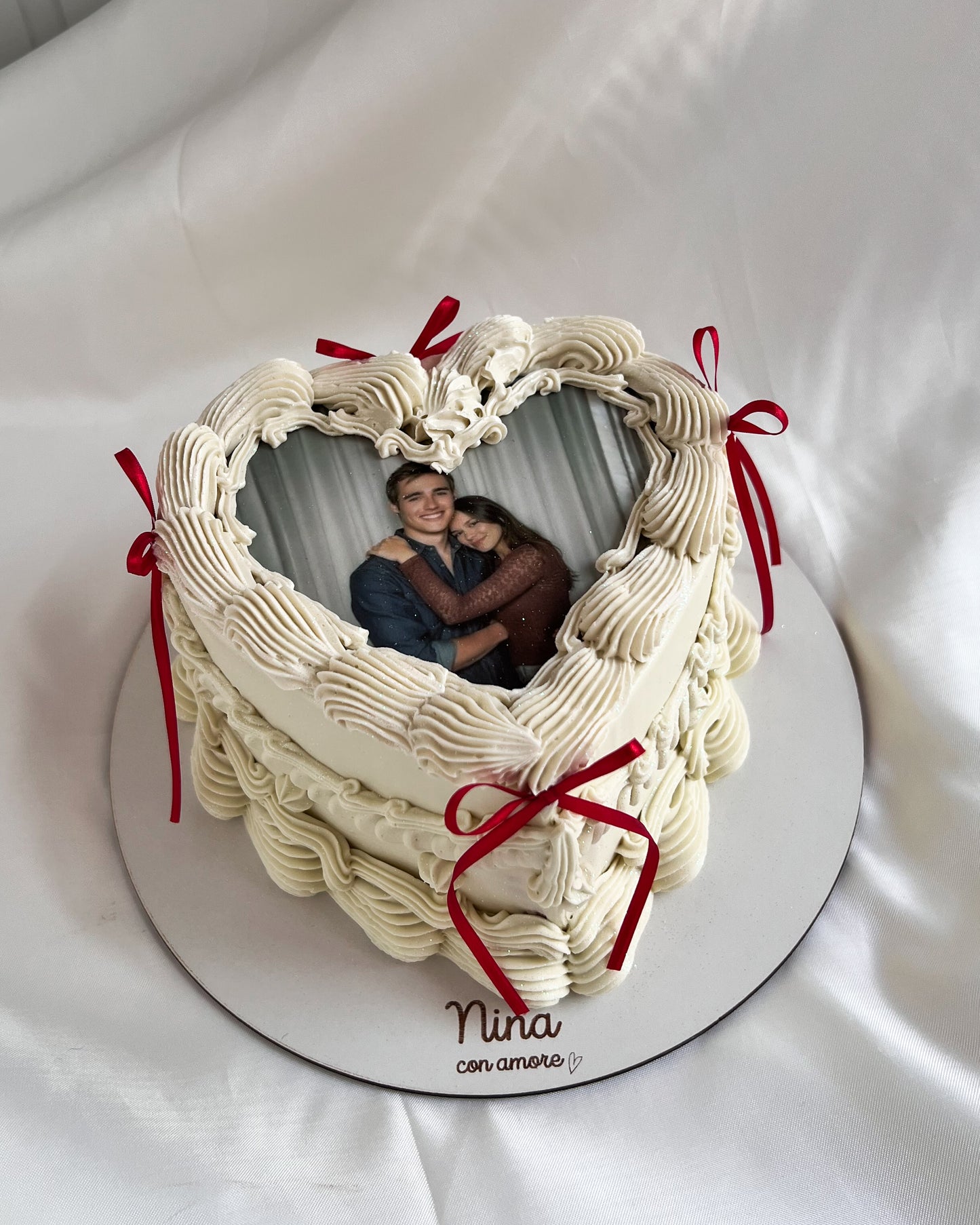 VINTAGE HEART BLANCO CON LAZOS - Foto