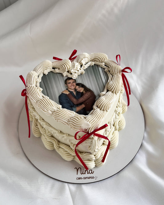 VINTAGE HEART BLANCO CON LAZOS - Foto