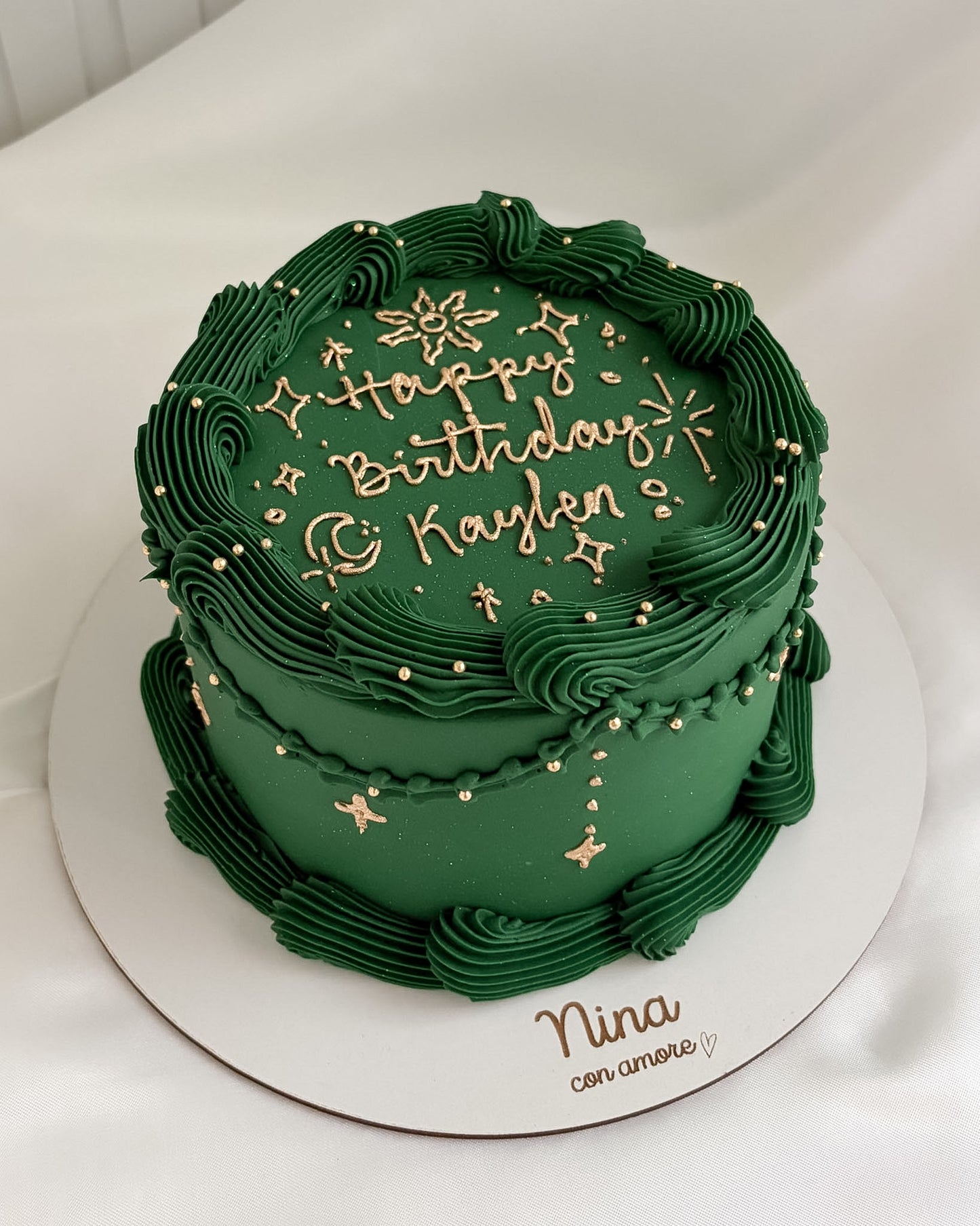 VINTAGE CAKE VERDE ESMERALDA - Letras Doradas