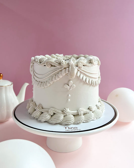 VINTAGE CAKE REDONDA - Blanca monocromática
