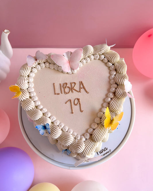 CORAZÓN VINTAGE MARIPOSAS - Blanco