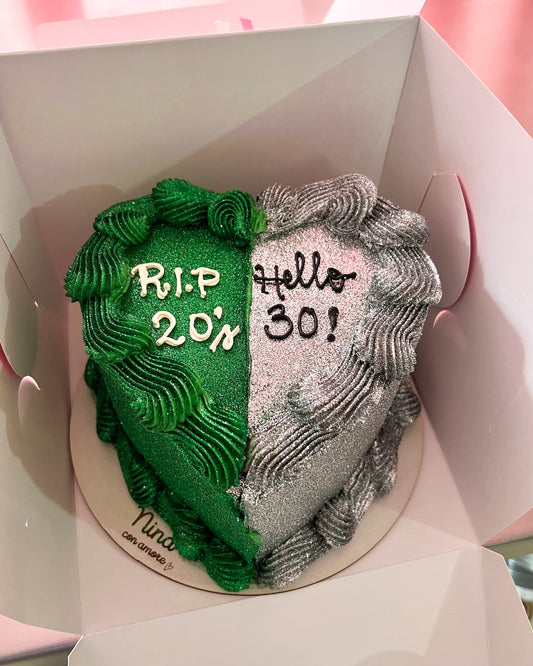 GLITTER HEART - Verde y Plateado