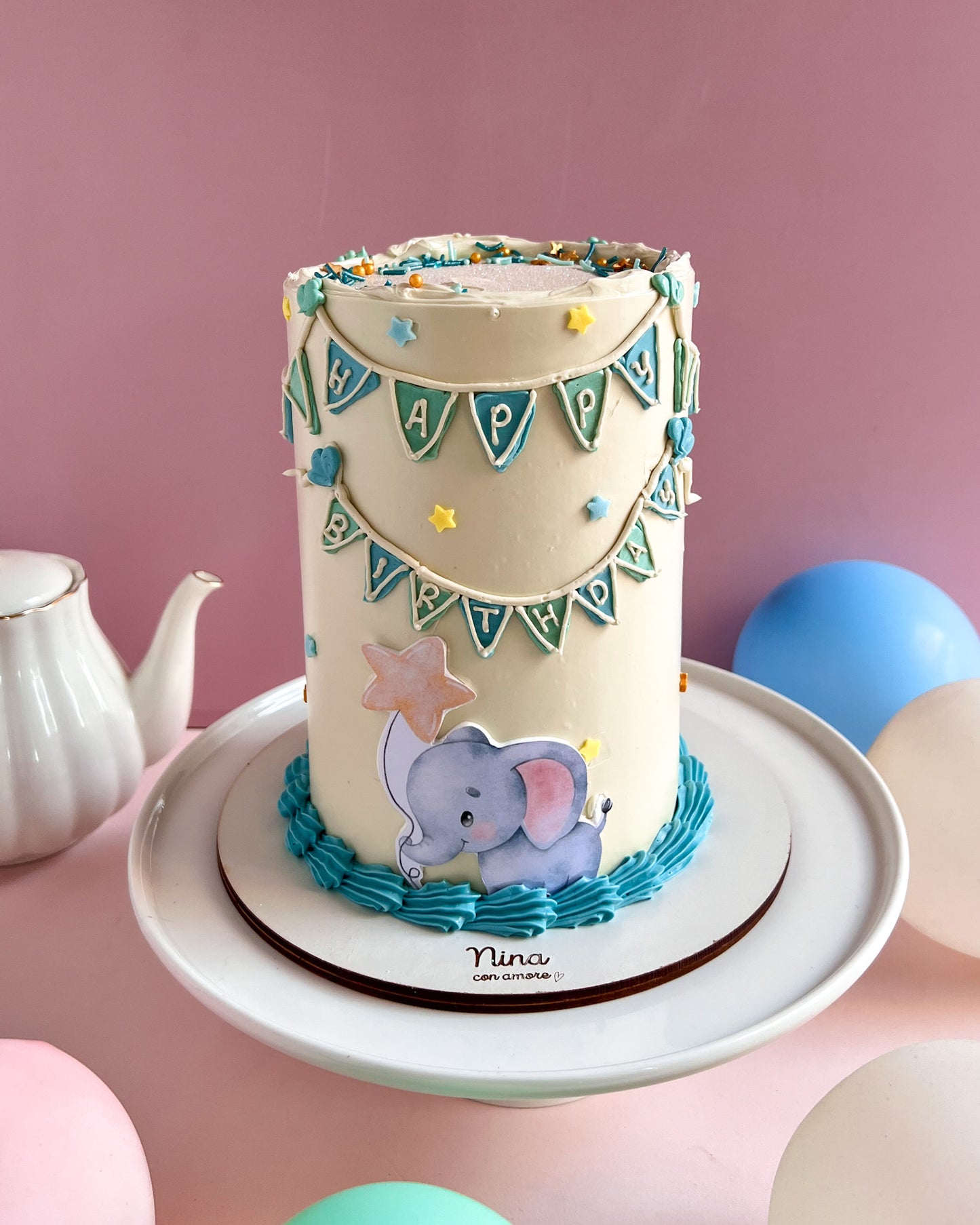 ELEFANTE CAKE - Banderines azules
