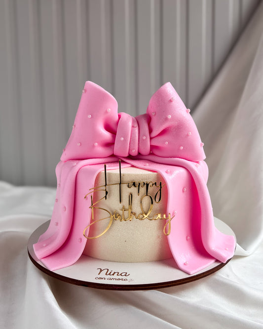 AURORA CAKE - Lazo Rosado + Perlas