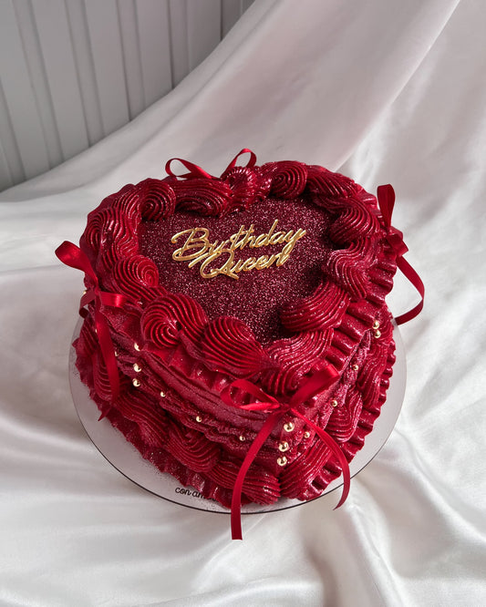 GLITTER HEART CAKE ROJO - Lazos + Perlas