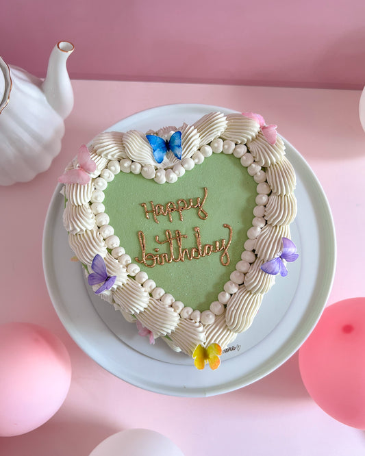 CORAZÓN VINTAGE MARIPOSAS - Verde Menta