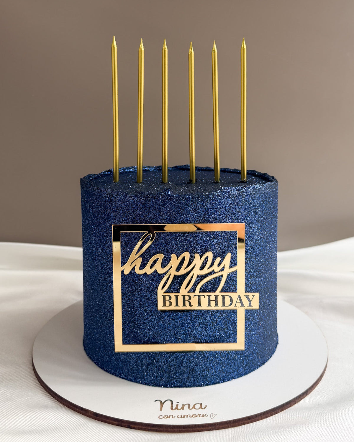 GLITTER CAKE ZUL CON LETRERO DORADO