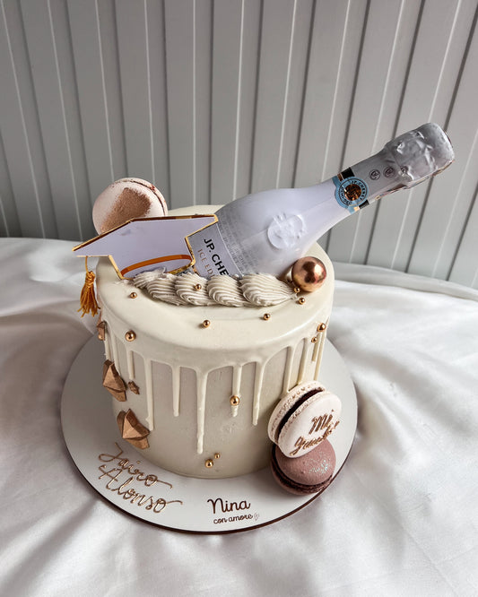 CHAMPAGNE GRATUATION CAKE BLANCA - Botella