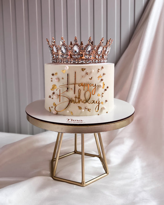 BIRTHDAY QUEEN CAKE BLANCA CON PERLAS - Corona