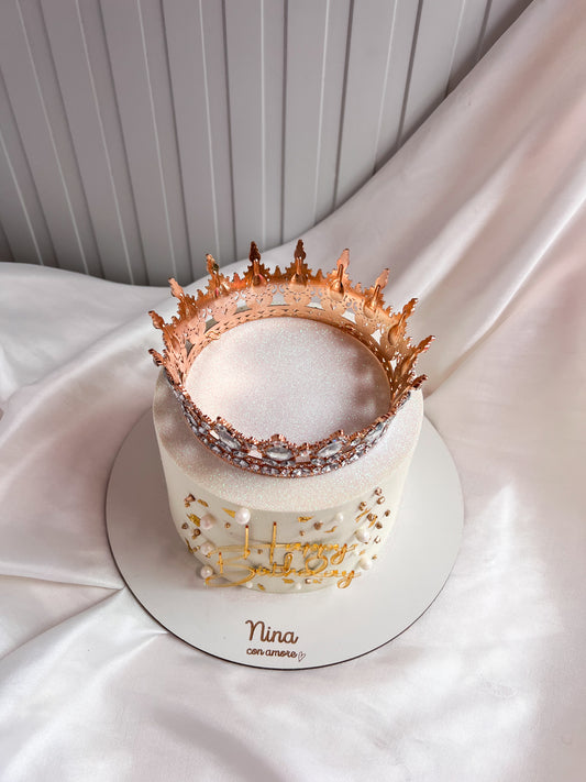 BIRTHDAY QUEEN CAKE BLANCA CON PERLAS - Corona