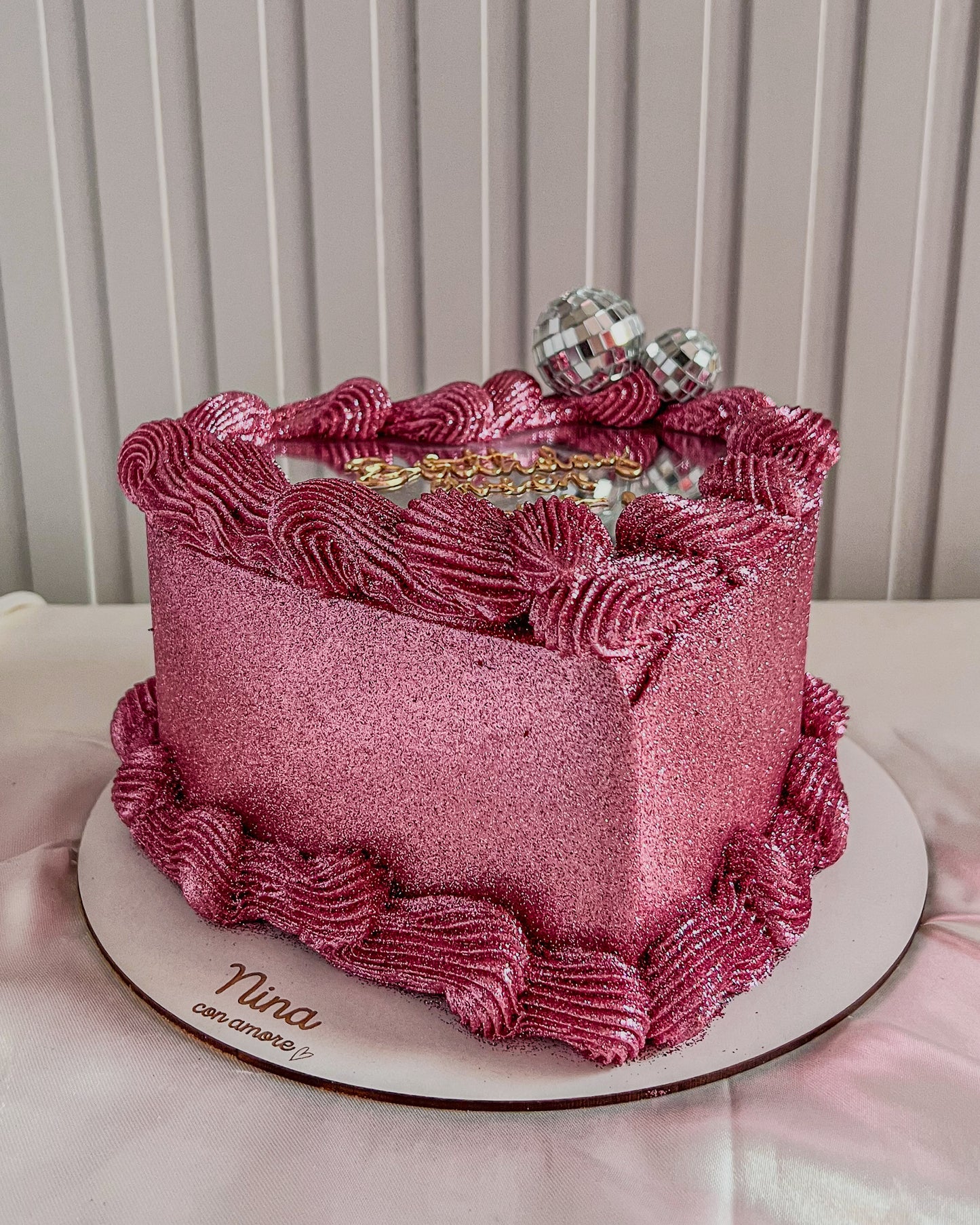 FULL GLITTER SELFIE HEART ROSADA + Disco Balls