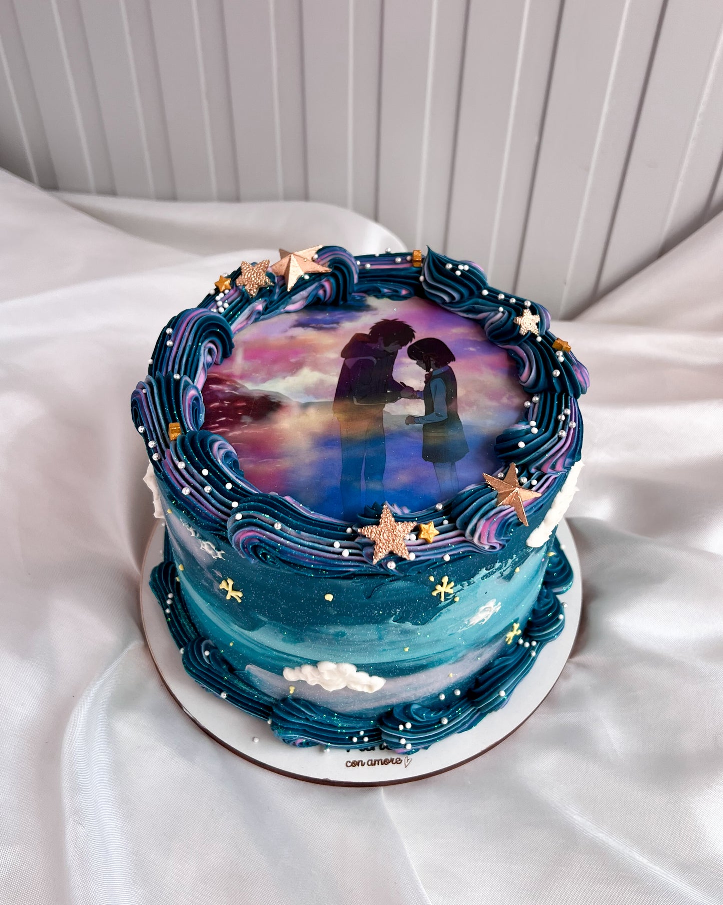 CAKE CIELO AESTHETIC AZUL CON IMAGEN COMESTIBLE - Your Name