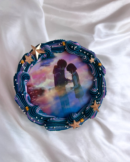 CAKE CIELO AESTHETIC AZUL CON IMAGEN COMESTIBLE - Your Name