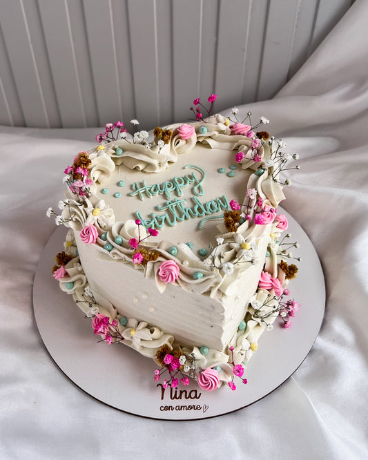 BOHO HEART CAKE ROSADO - Flores