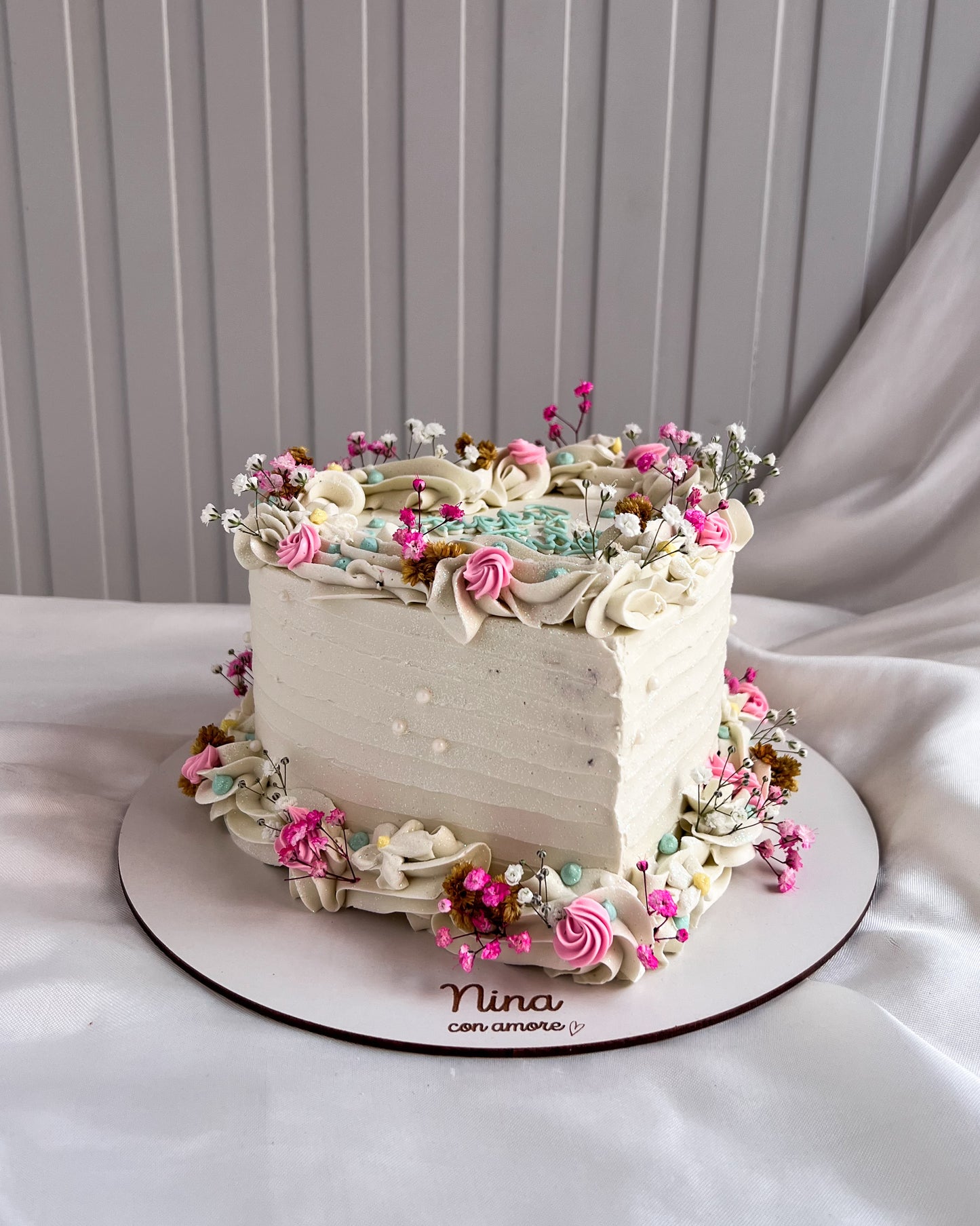BOHO HEART CAKE ROSADO - Flores