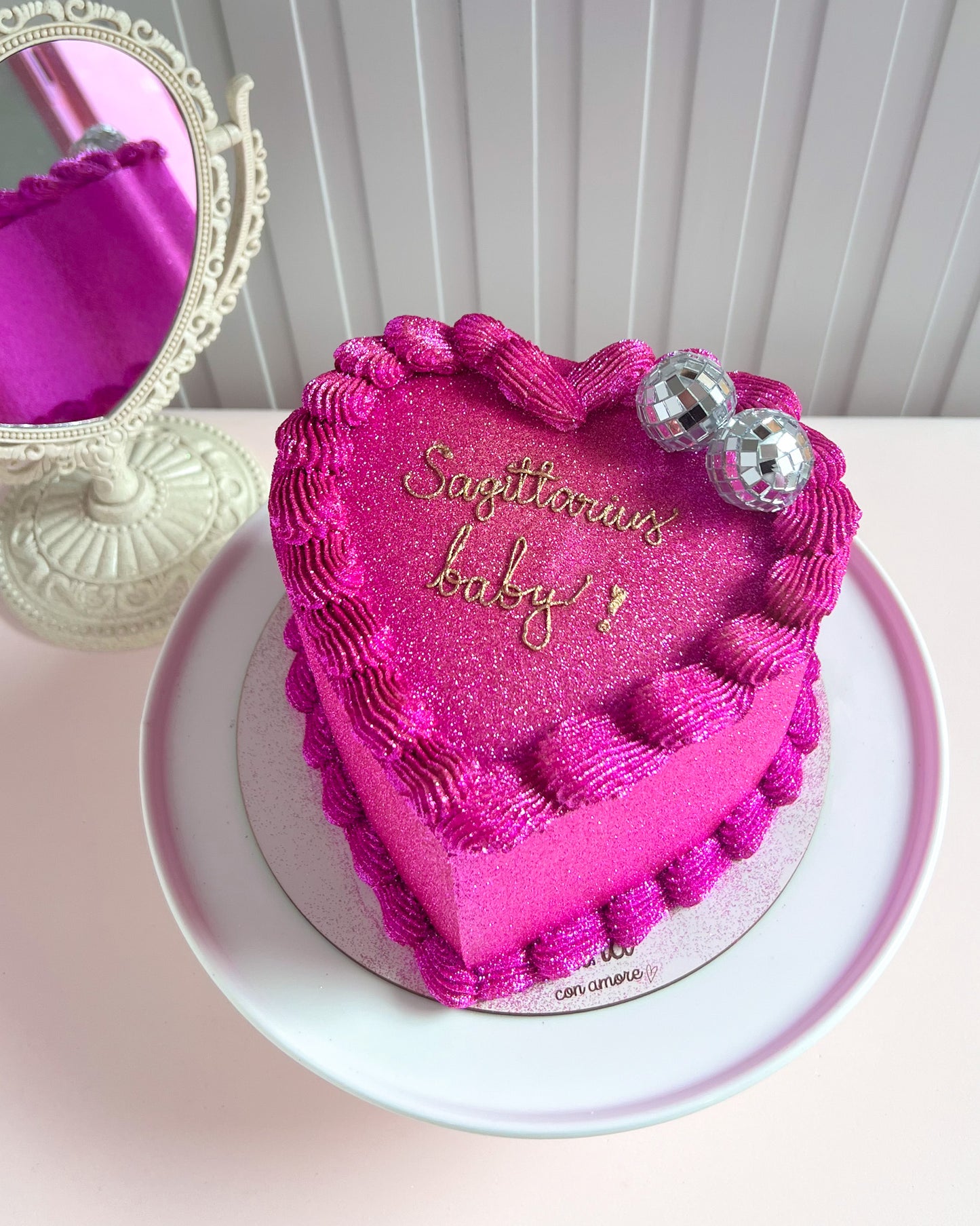FULL GLITTER HEART - Hot Pink + Disco Balls