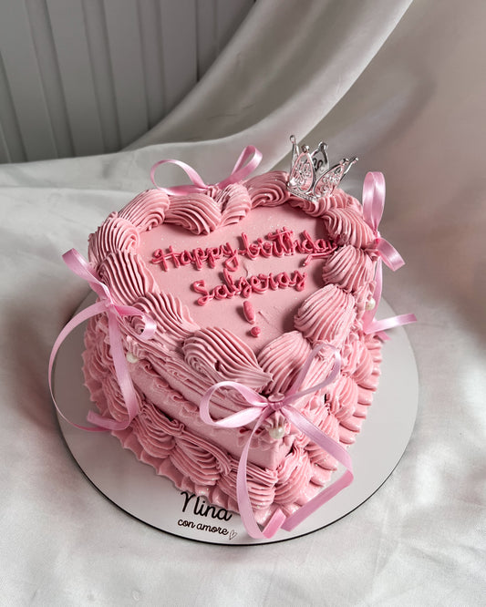 CORAZÓN VINTAGE ROSADO - Corona + Lazos