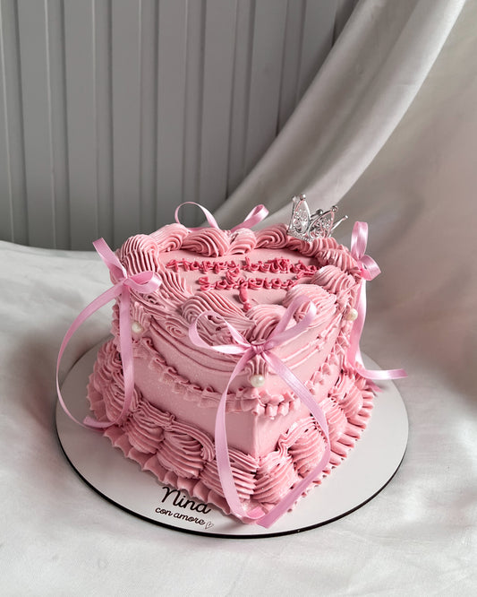 CORAZÓN VINTAGE ROSADO - Corona + Lazos